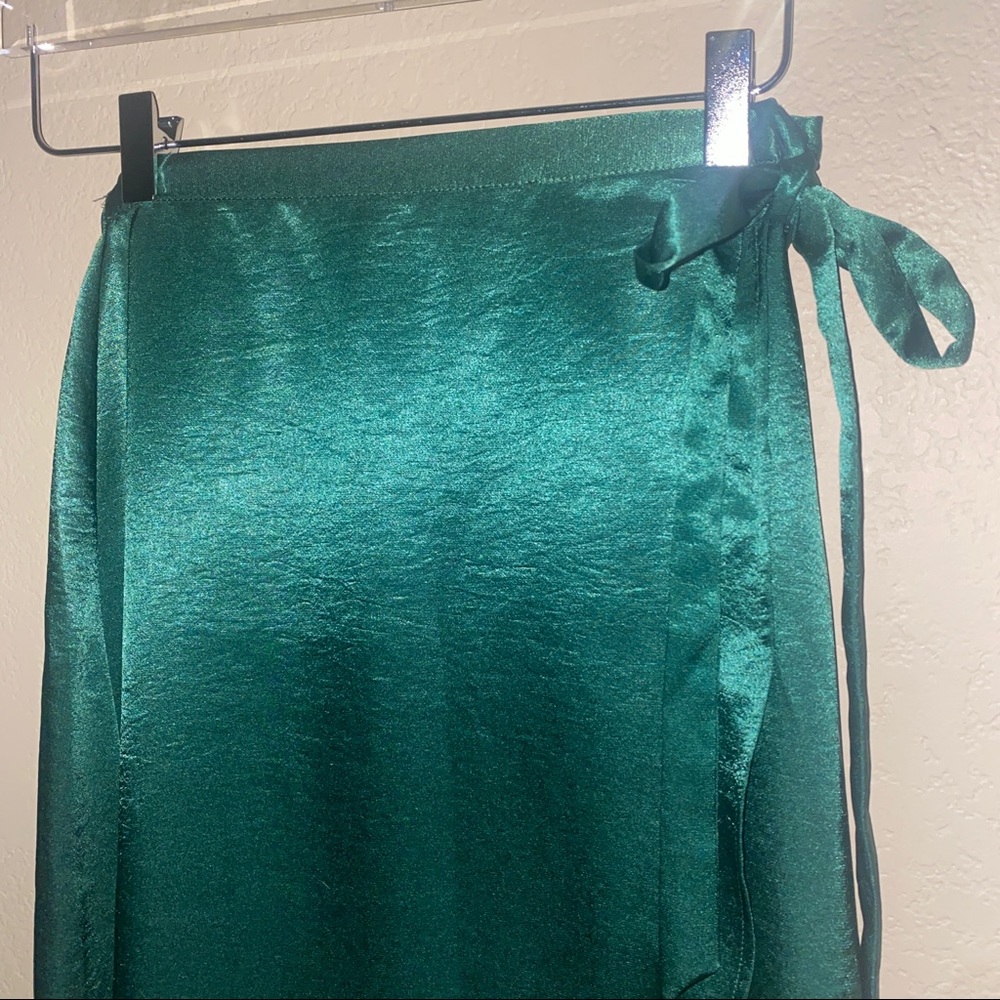 Revolve Privacy Please Emerald Java Wrap Skirt Gr… - image 4